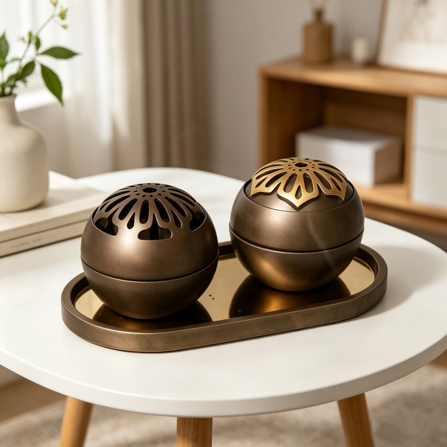 TS Bakhoor Burner Set With Tray Resin Material Cultural Market