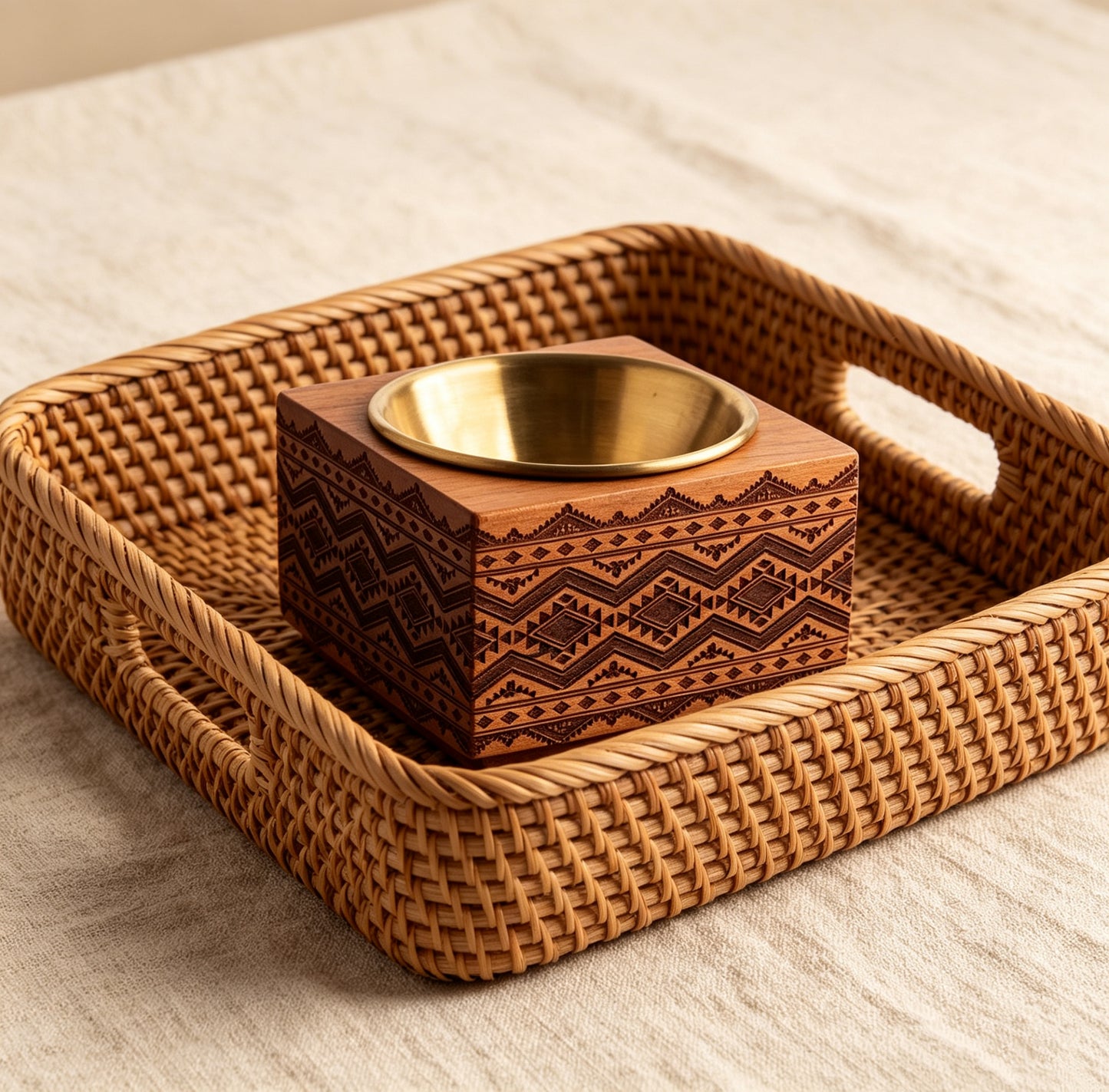 TS Walnut Incense Burner Customized Patterns Morning Ritual