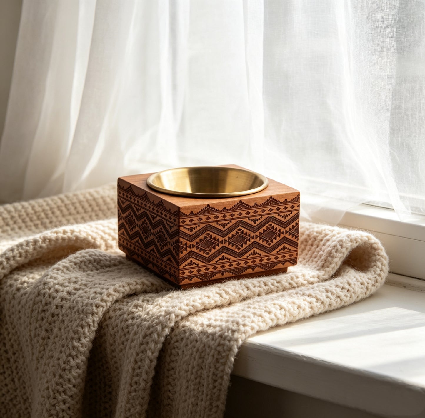 TS Walnut Incense Burner Customized Patterns Morning Ritual