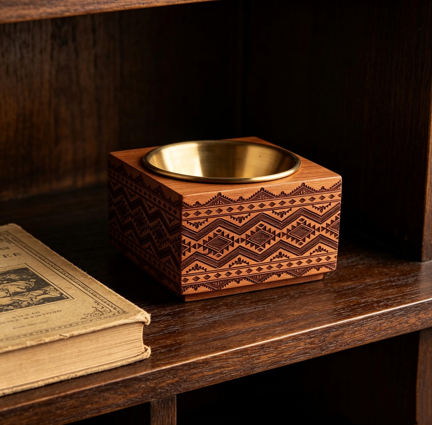 TS Walnut Incense Burner Customized Patterns Morning Ritual
