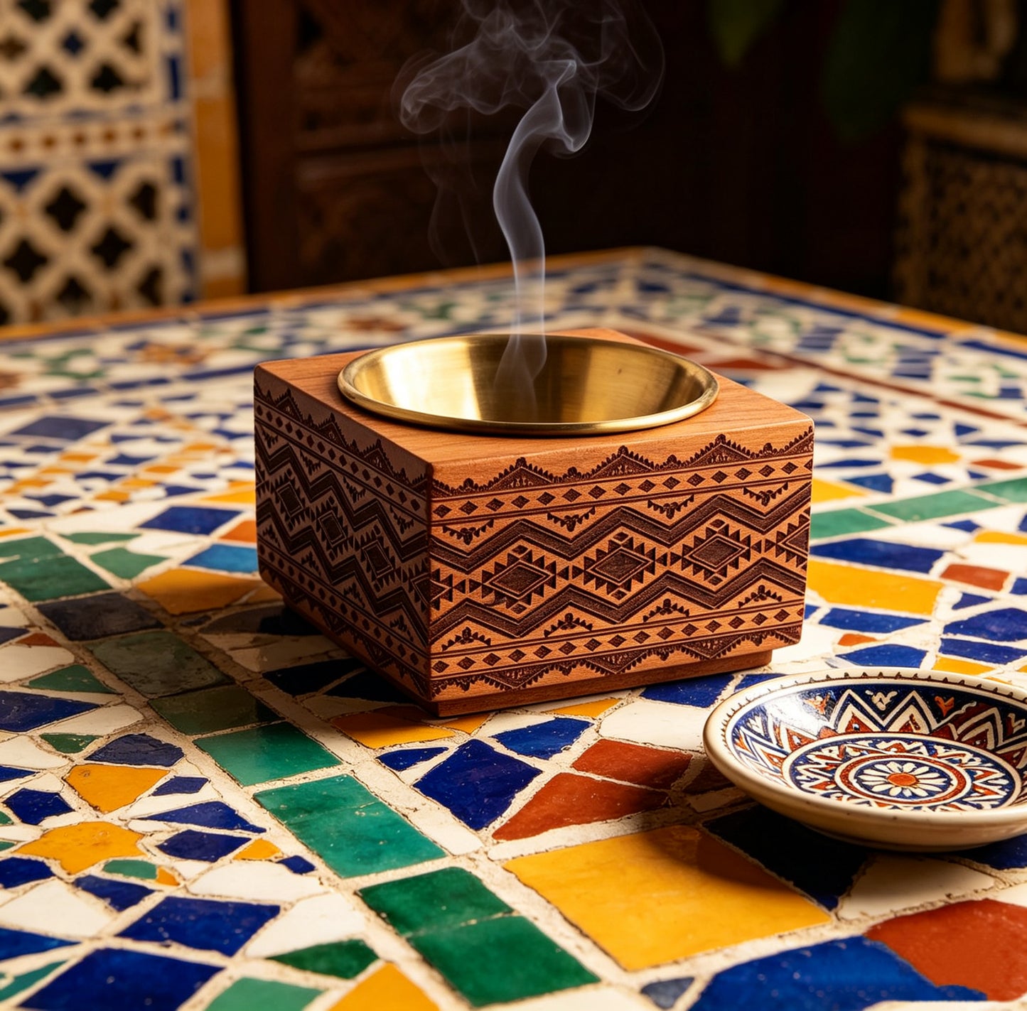 TS Walnut Incense Burner Customized Patterns Morning Ritual