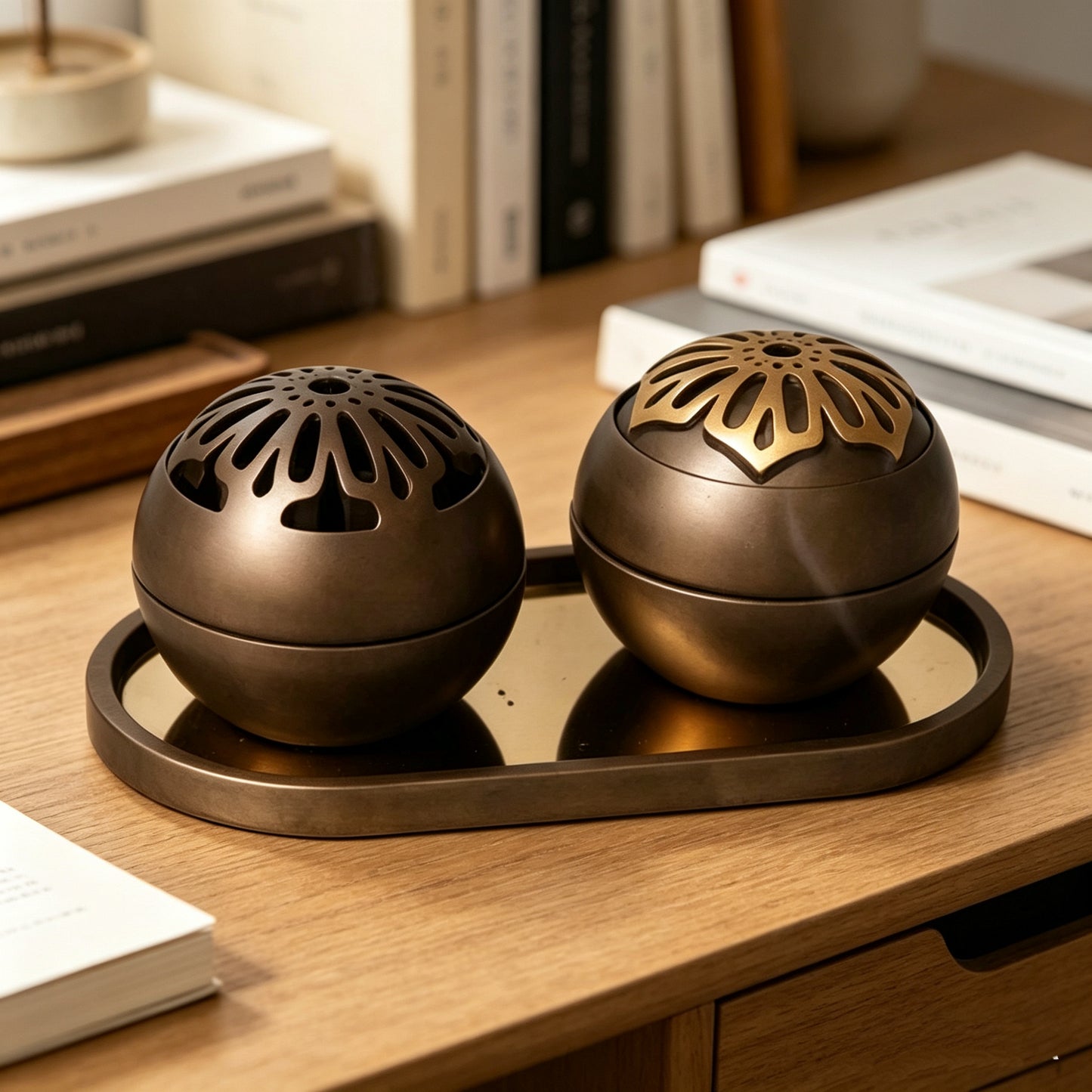 TS Bakhoor Burner Set With Tray Resin Material Cultural Market