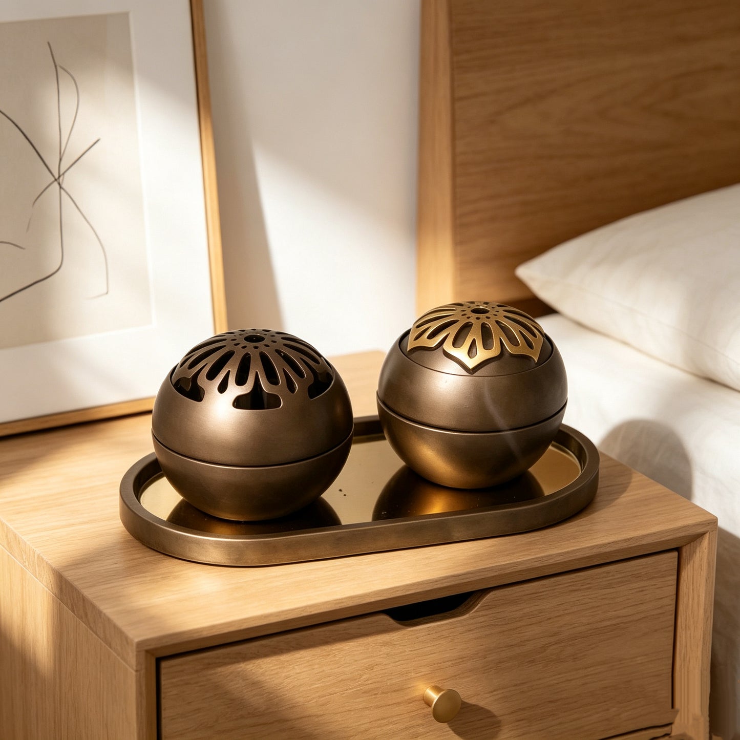 TS Bakhoor Burner Set With Tray Resin Material Cultural Market