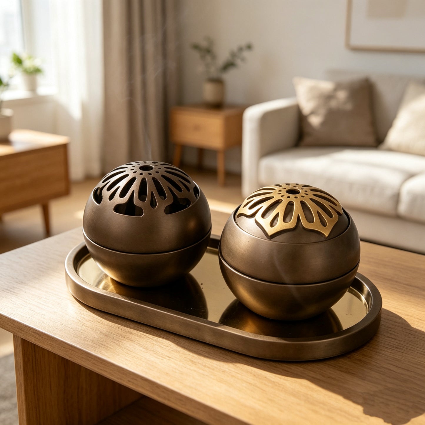 TS Bakhoor Burner Set With Tray Resin Material Cultural Market