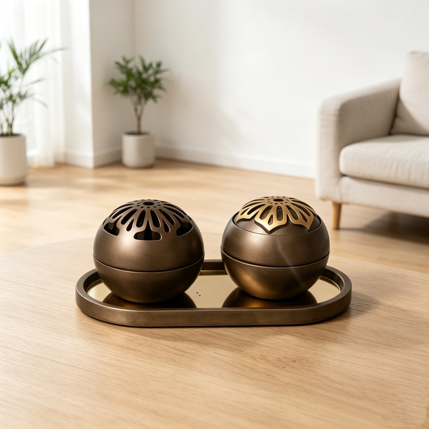 TS Bakhoor Burner Set With Tray Resin Material Cultural Market