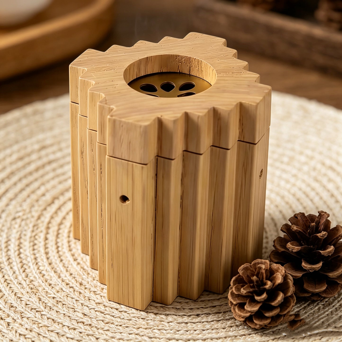 TS Exquisite Handcrafted Royal Wooden Agarwood Incense Burner, Adorned with Ccarved Designs.