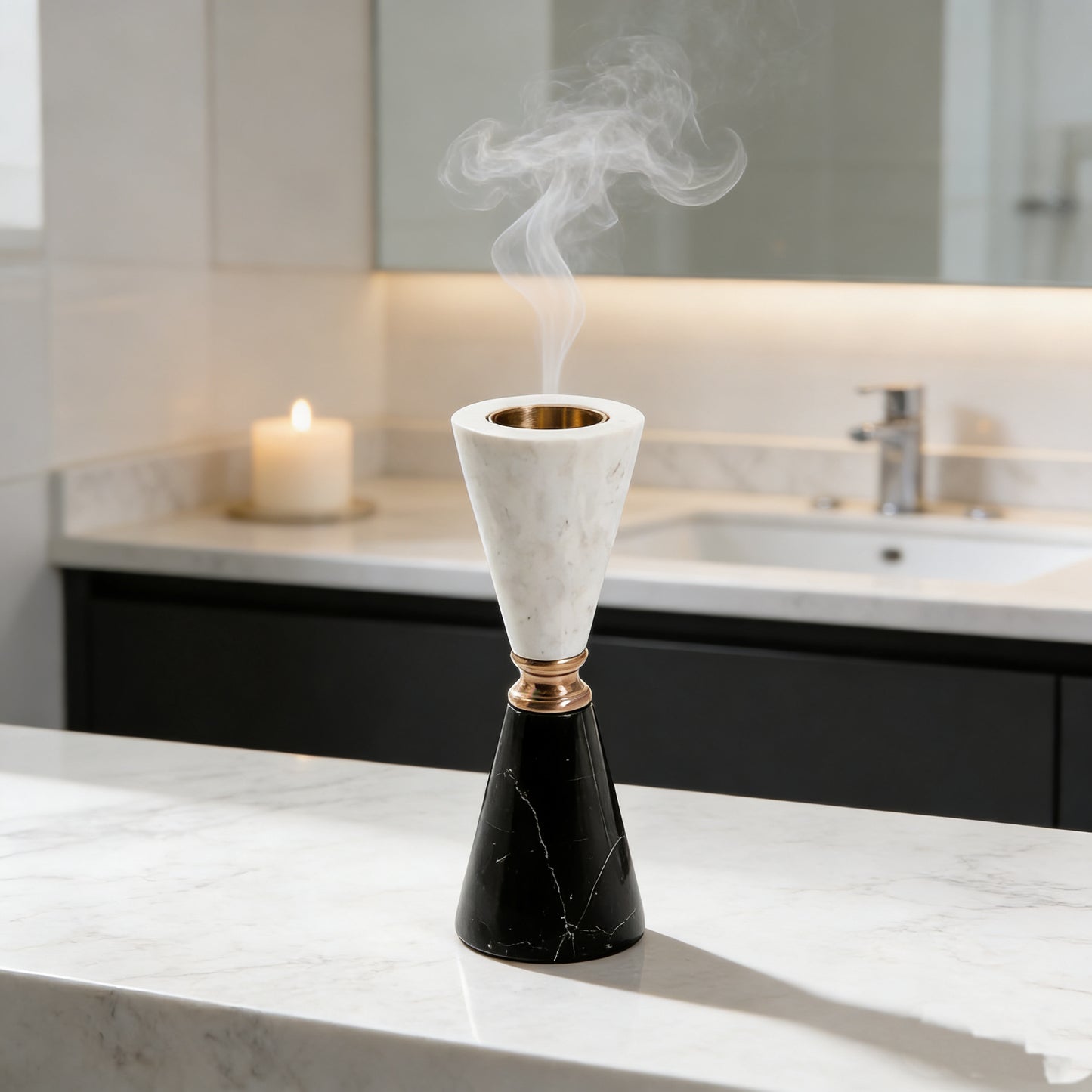 TS Luxury Marble Mosaic Bakhoor Burner With Metal for Home Use
