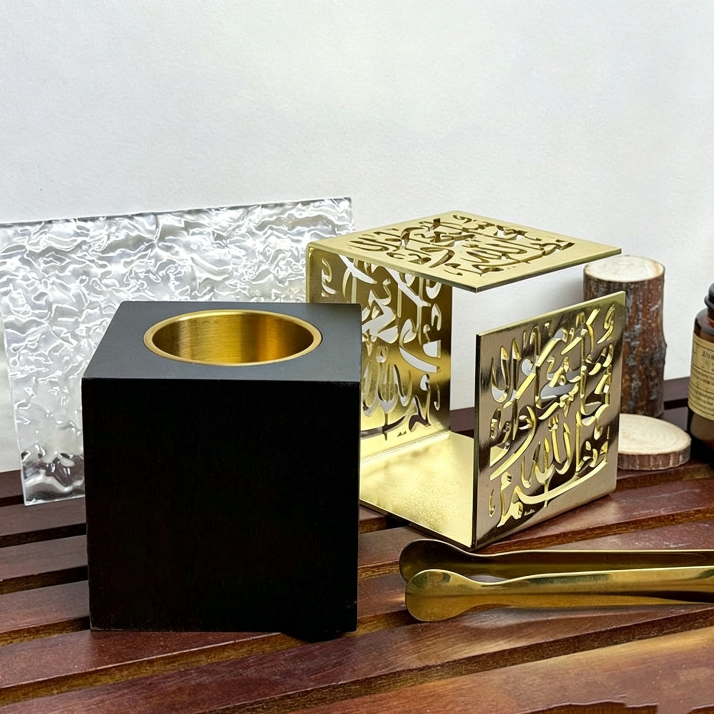 TS Gold metal material engraved with Arabic patterns Mubkhar