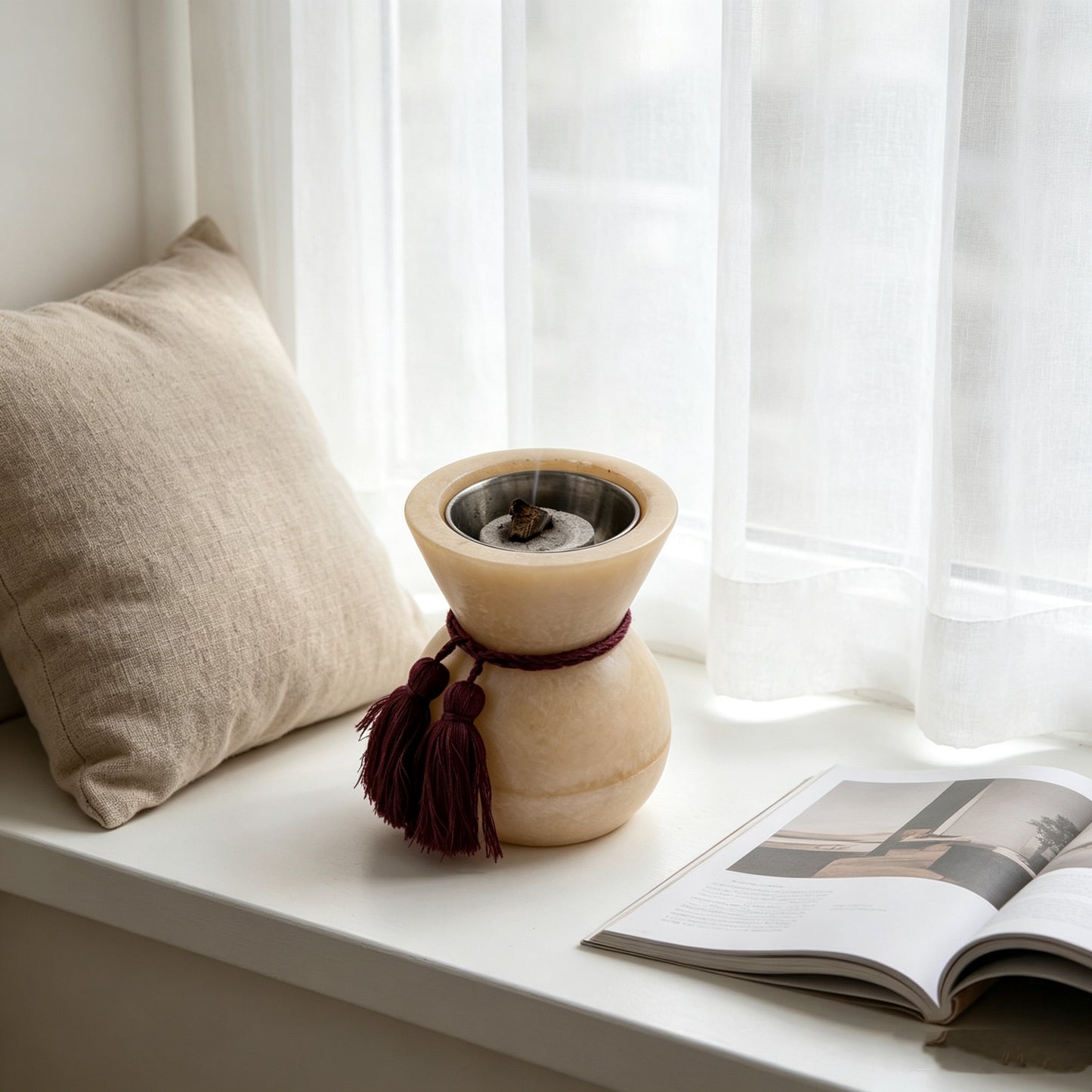 TS Charcoal Incense Burner with tassel design