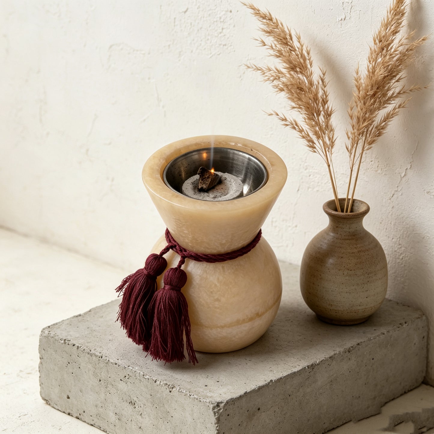 TS Charcoal Incense Burner with tassel design