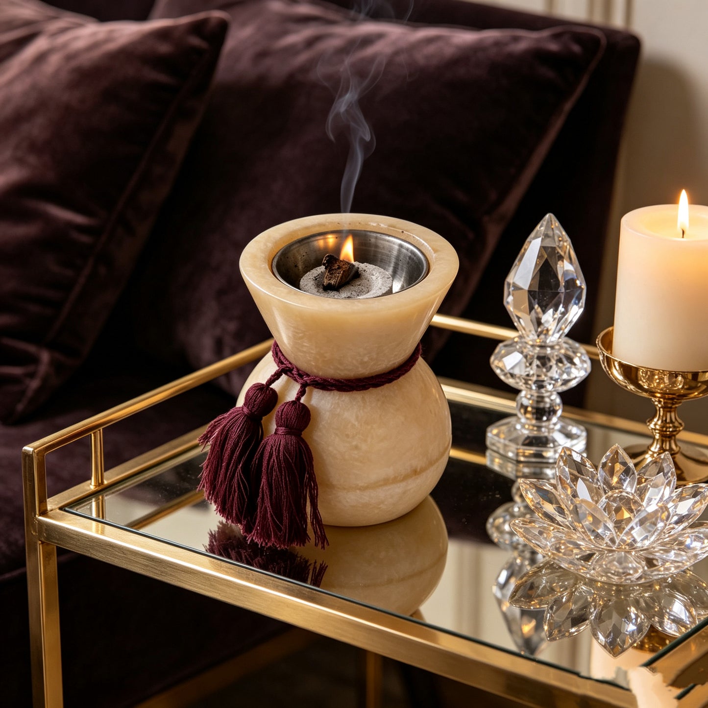 TS Charcoal Incense Burner with tassel design